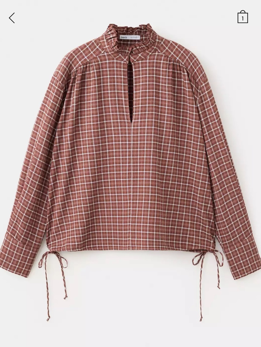 NWT Never Worn Mango Checkered Blouse with V- Neckline - Picture 5 of 7
